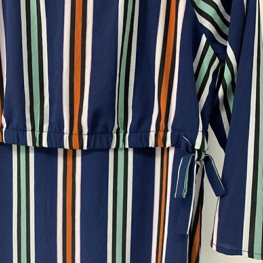 Gianni Bini Girls XL Blue Striped Layered Dress